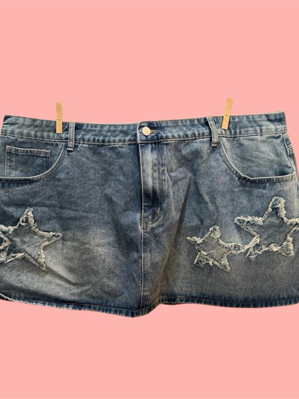 Plus size star denim skirt